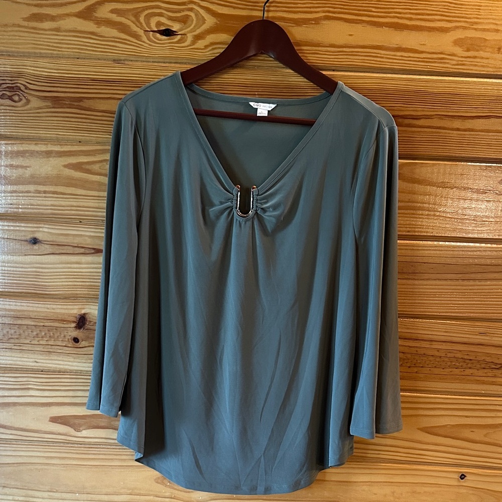 Cato Sage Green V-Neck Blouse